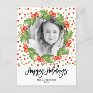 Cartes Pour Fêtes Annuelles Couronne aquarelle de Noël Photo de fêtes