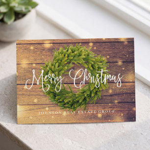 Cartes Pour Fêtes Annuelles Couronne Bois Guirlande Lumineuse Joyeux Noël Mess