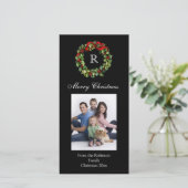 Cartes Pour Fêtes Annuelles Couronne classique de Noël monogramme (Debout devant)