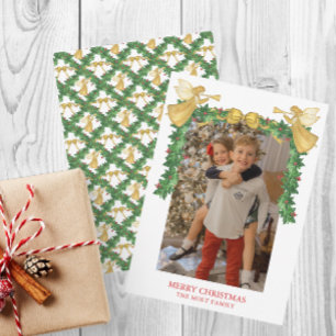 Cartes Pour Fêtes Annuelles Couronne d'ange doré à l'aquarelle pour Noël