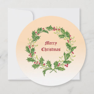 Cartes Pour Fêtes Annuelles Couronne de baies de houx de Noël et de gui