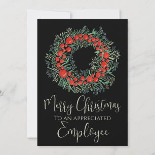 Cartes Pour Fêtes Annuelles Couronne de baies de Noël de l'employé