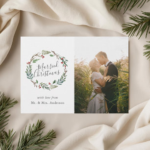 Cartes Pour Fêtes Annuelles Couronne de baies d'hiver de Noël Marié Noël