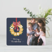 Cartes Pour Fêtes Annuelles Couronne de biscuits de Noël avec Arrière - plan g (Debout devant)