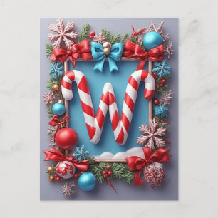 Cartes Pour Fêtes Annuelles Couronne de bonbons de Noël avec monogramme W 🎄