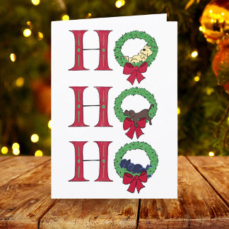 Cartes Pour Fêtes Annuelles Couronne de chiot mignon Ho Ho Ho