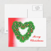 Cartes Pour Fêtes Annuelles Couronne de coeur de Noël (Devant / Derrière)