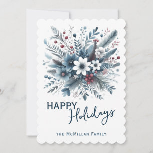 Cartes Pour Fêtes Annuelles Couronne de fête florale bleu sarcelle foncé rouge