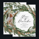 Cartes Pour Fêtes Annuelles Couronne de feuillage minimale moderne 1 photo Noë<br><div class="desc">Carte de Noël Joyeux Noël de Noël. L'eucalyptus peint à la main,  la branche de pins,  le feuillage minimal et la couronne de rotin rustique moderne donnent à cette carte de vacances une atmosphère luxueuse. Dans les verts,  les bruns et les gris.</div>