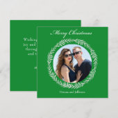 Cartes Pour Fêtes Annuelles Couronne de feuilles blanches de verdure entourant (Devant / Derrière)