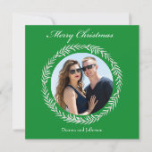 Cartes Pour Fêtes Annuelles Couronne de feuilles blanches de verdure entourant (Devant)