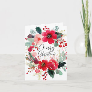 Cartes Pour Fêtes Annuelles Couronne de fleurs de Noël Joyeux Noël Vacances