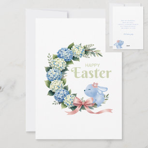 Cartes Pour Fêtes Annuelles Couronne de fleurs d'hortensia de Pâques à l'aquar