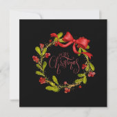 Cartes Pour Fêtes Annuelles Couronne de gui à l'aquarelle élégante et ruban (Devant)