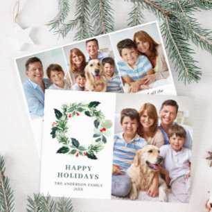 Cartes Pour Fêtes Annuelles Couronne de houx à baies Noël 4 PHOTO