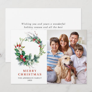 Cartes Pour Fêtes Annuelles Couronne de houx à baies Noël PHOTO