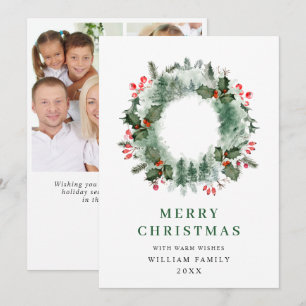 Cartes Pour Fêtes Annuelles Couronne de houx à baies Noël salutation 3 Photo