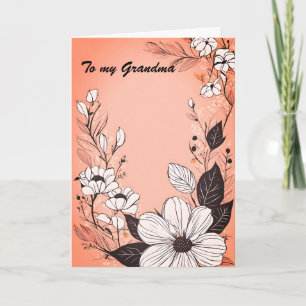 Cartes Pour Fêtes Annuelles Couronne de lignes monochromes pour la fête des Mè