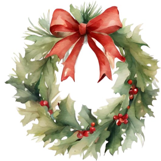 Cartes Pour Fêtes Annuelles Couronne de Noël à l'aquarelle