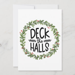Cartes Pour Fêtes Annuelles Couronne de Noël à l'aquarelle Deck the Halls