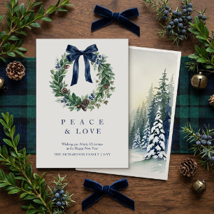 Cartes Pour Fêtes Annuelles Couronne de Noël à l'aquarelle élégante et ancienn