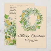 Cartes Pour Fêtes Annuelles Couronne de Noël Aquarelle (Devant / Derrière)