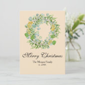 Cartes Pour Fêtes Annuelles Couronne de Noël Aquarelle (Debout devant)