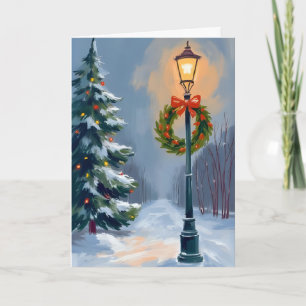 Cartes Pour Fêtes Annuelles Couronne de Noël Arbre de Lampadaire