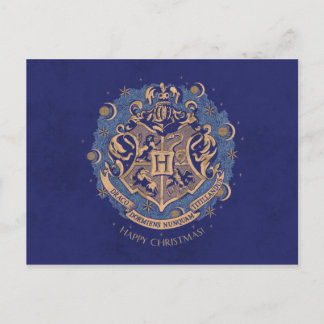 Cartes Pour Fêtes Annuelles Couronne de Noël au blason de Poudlard™ Bleu