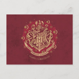 Cartes Pour Fêtes Annuelles Couronne de Noël au blason de Poudlard™ Rouge