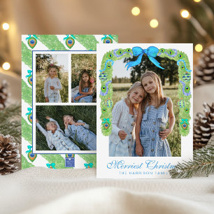 Cartes Pour Fêtes Annuelles Couronne de Noël au paon aquarelle Photo