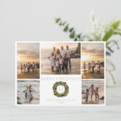 Cartes Pour Fêtes Annuelles Couronne de Noël aux initiales de monogramme et or (Debout devant)