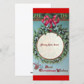 CARTES POUR FÊTES ANNUELLES COURONNE DE NOËL AVEC GUI (Devant / Derrière)