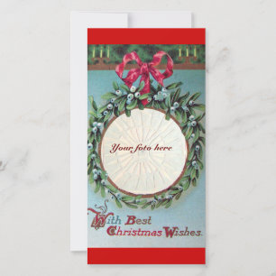 CARTES POUR FÊTES ANNUELLES COURONNE DE NOËL AVEC GUI