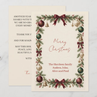 Cartes Pour Fêtes Annuelles Couronne de Noël botanique vintage classique