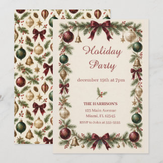 Cartes Pour Fêtes Annuelles Couronne de Noël botanique vintage classique