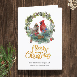 Cartes Pour Fêtes Annuelles Couronne de Noël Cardinal