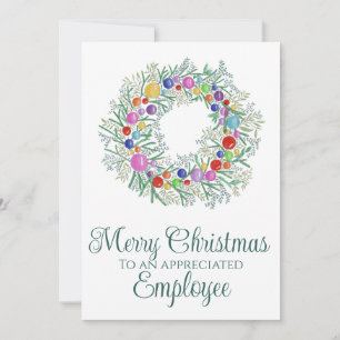 Cartes Pour Fêtes Annuelles Couronne de Noël colorée de l'employé
