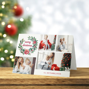 Cartes Pour Fêtes Annuelles Couronne de Noël Colorée et Festive de Photos en C