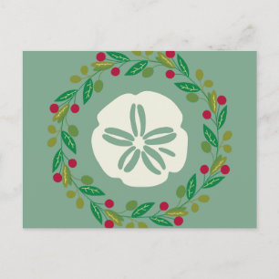 Cartes Pour Fêtes Annuelles Couronne de Noël Coquille de Dollar de Sable