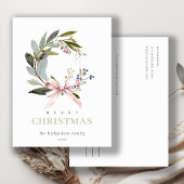 Cartes Pour Fêtes Annuelles Couronne de Noël d'hiver bleu vert rose fête