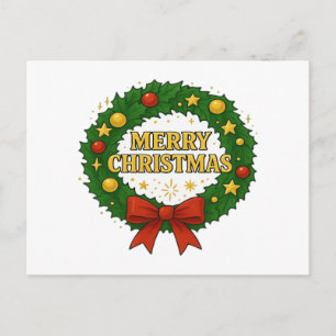 Cartes Pour Fêtes Annuelles Couronne de Noël dorée – Rouge Vert Or Festif H