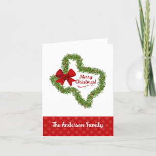 Cartes Pour Fêtes Annuelles Couronne de Noël du Texas avec Bow rouge
