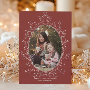 Cartes Pour Fêtes Annuelles Couronne de Noël élégante en baies blanches pour p