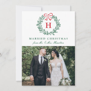 Cartes Pour Fêtes Annuelles Couronne de Noël élégante pour jeunes mariés avec