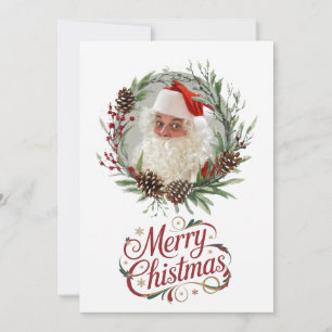 Cartes Pour Fêtes Annuelles Couronne de Noël en aquarelle avec pommes de pin e