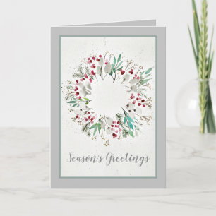 Cartes Pour Fêtes Annuelles Couronne de Noël en pin houx de campagne moderne