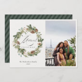 Cartes Pour Fêtes Annuelles Couronne de Noël en pin rustique en coton  (Devant / Derrière)