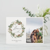 Cartes Pour Fêtes Annuelles Couronne de Noël en pin rustique en coton  (Debout devant)