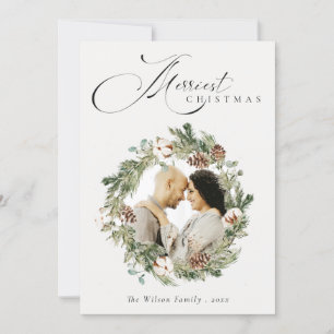 Cartes Pour Fêtes Annuelles Couronne de Noël en pin rustique en coton